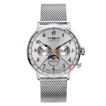 blank rustfristål LZ129 Hindenburg Moonphase Ronda 706B Herre ur fra Zeppelin